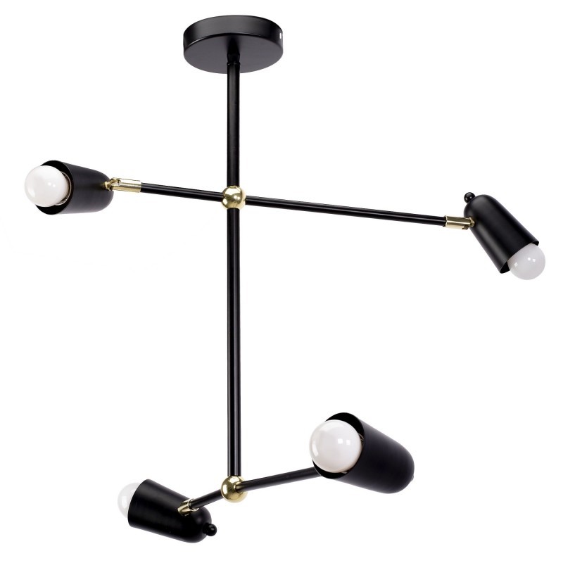 Lampa wisząca 4-ramienna APP1708-4CP CZARNA + ZŁOTO