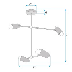 Lampa wisząca 4-ramienna APP1708-4CP CZARNA + ZŁOTO