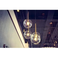 Lampa Sufitowa Wisząca Szklana Kula ZŁOTA 15cm APP1680-1CP