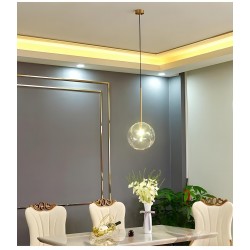 Lampa Sufitowa Wisząca Szklana Kula ZŁOTA 15cm APP1680-1CP