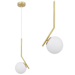 Lampa Sufitowa Wisząca Szklana Kula  G106-1W Złota Biała