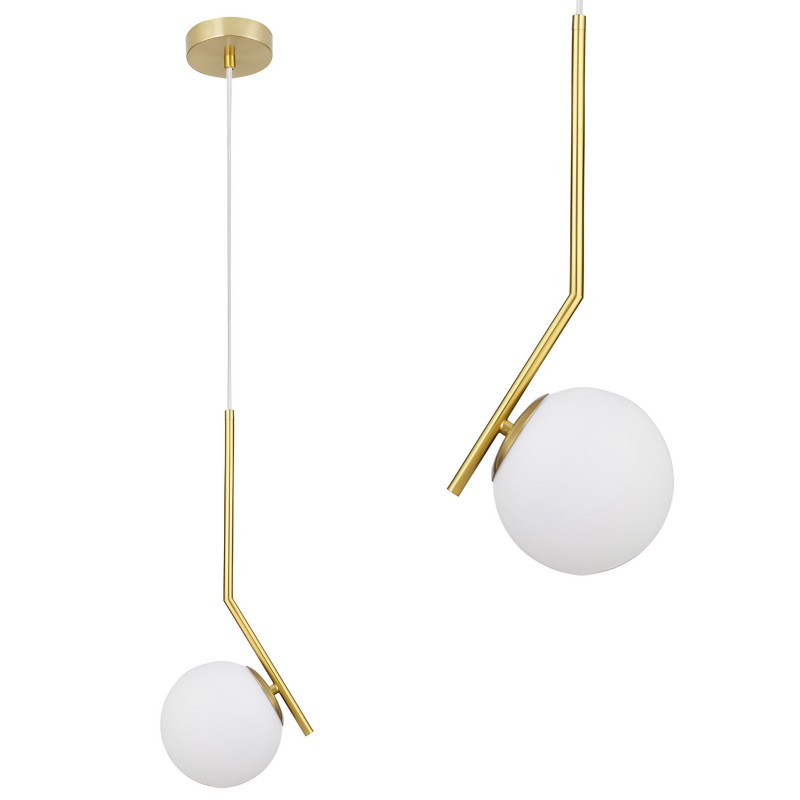 Lampa Sufitowa Wisząca Szklana Kula  G106-1W Złota Biała