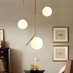 Lampa Sufitowa Wisząca Szklana Kula  G106-1W Złota Biała