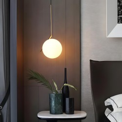 Lampa Sufitowa Wisząca Szklana Kula  G106-1W Złota Biała