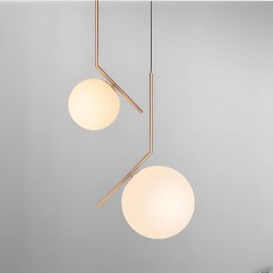 Lampa Sufitowa Wisząca Szklana Kula  G106-1W Złota Biała