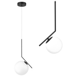 Lampa Sufitowa Wisząca Szklana Kula  G107-1W Czarna Biała