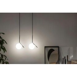 Lampa Sufitowa Wisząca Szklana Kula  G107-1W Czarna Biała