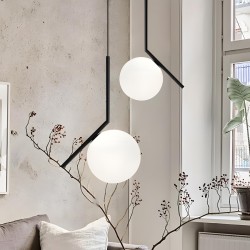 Lampa Sufitowa Wisząca Szklana Kula  G107-1W Czarna Biała