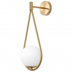 Kinkiet Ścienny Kula Szklana G094-1W Złoty Biały