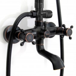 Zestaw prysznicowy natryskowy z wylewką Rea Retro Postarzany Czarny