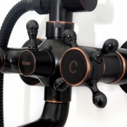 Zestaw prysznicowy natryskowy z wylewką Rea Retro Postarzany Czarny