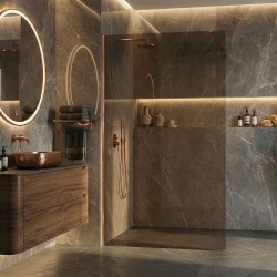 Kabina prysznicowa Walk-In Rea Flexi Brown / Brush Copper 120