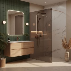 Kabina prysznicowa Walk-In Rea Flexi Brown / Brush Copper 130