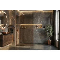 Kabina prysznicowa Walk-In Rea Flexi Brown / Brush Copper 130