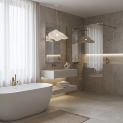 Kabina prysznicowa Walk-In Rea Flexi Transparent / Brush Gold 80