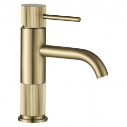 Bateria umywalkowa Rea Lungo Stripe Złota Szczotkowana Niska