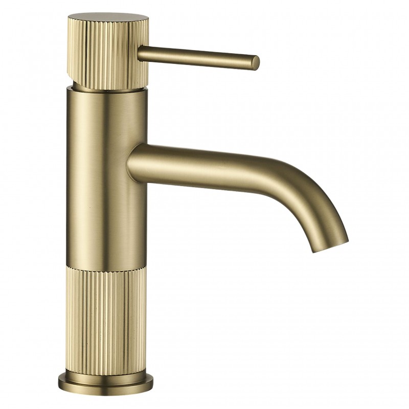 Bateria umywalkowa Rea Lungo Stripe Złota Szczotkowana Niska