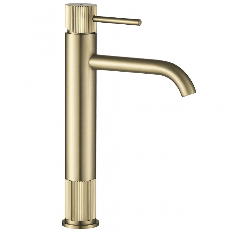 Bateria umywalkowa Rea Lungo Stripe Złota Szczotkowana Wysoka