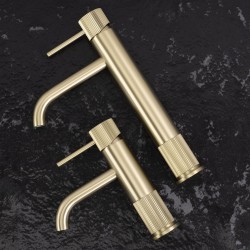 Bateria umywalkowa Rea Lungo Stripe Złota Szczotkowana Wysoka