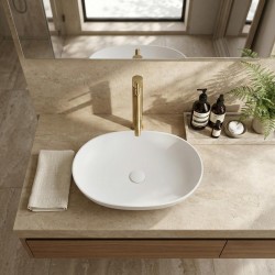 Bateria umywalkowa Rea Lungo Stripe Złota Szczotkowana Wysoka