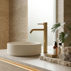 Bateria umywalkowa Rea Lungo Stripe Złota Szczotkowana Wysoka