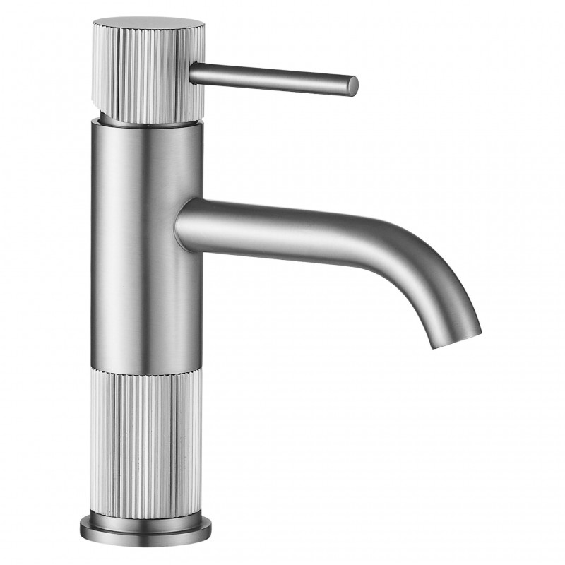 Bateria umywalkowa Rea Lungo Stripe Nikiel Szczotkowany Niska