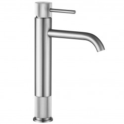 Bateria umywalkowa Rea Lungo Stripe Nikiel Szczotkowany Wysoka