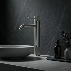 Bateria umywalkowa Rea Lungo Stripe Nikiel Szczotkowany Wysoka