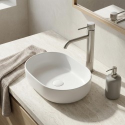 Bateria umywalkowa Rea Lungo Stripe Nikiel Szczotkowany Wysoka