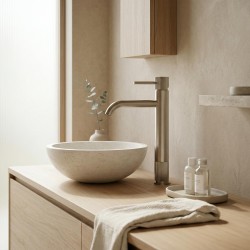 Bateria umywalkowa Rea Lungo Stripe Nikiel Szczotkowany Wysoka