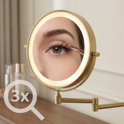 Lustro ścienne dwustronne kosmetyczne LED Glow Złote Szczotkowane