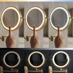 Lustro ścienne dwustronne kosmetyczne LED Glow Złote Szczotkowane