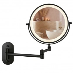 Lustro ścienne dwustronne kosmetyczne LED Glow Czarne