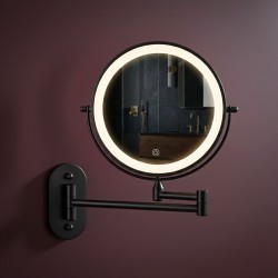 Lustro ścienne dwustronne kosmetyczne LED Glow Czarne