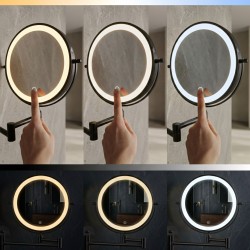 Lustro ścienne dwustronne kosmetyczne LED Glow Czarne