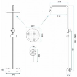 ZESTAW PRYSZNICOWY Z TERMOSTATEM Rea PAROT Złoty Szczotkowany