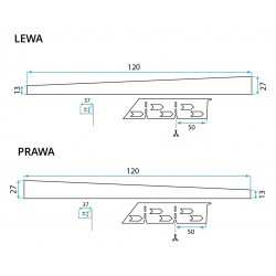 Listwa Spadkowa Brodzikowa 120cm Złota