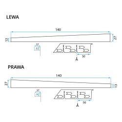 Listwa Spadkowa Brodzikowa 140cm Złota