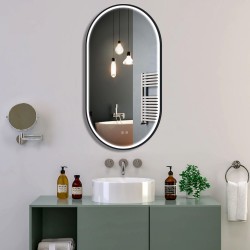 LUSTRO ŚCIENNE LED OVL 50x100cm Czarne