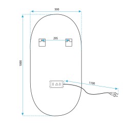 LUSTRO ŚCIENNE LED OVL 50x100cm Czarne