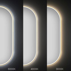 LUSTRO ŚCIENNE LED OVL 50x100cm Złote Szczotkowane