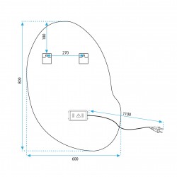 LUSTRO ŚCIENNE LED 80x60cm CLOUD C