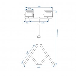 Halogen LED budowlany na statywie RSL005-2x50N