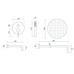 Zestaw wannowo-prysznicowy podtynkowy Rea Lungo Miedź Szczotkowana
