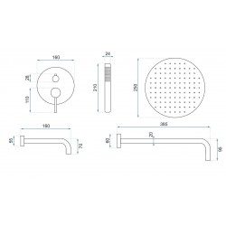 Zestaw wannowo-prysznicowy podtynkowy Rea Lungo Miedź + BOX