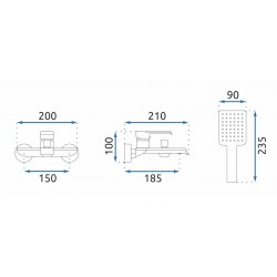 Bateria wannowa REA Hass Złota Szczotkowana
