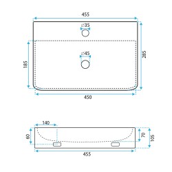 Umywalka nablatowa przyścienna Rea Naomi