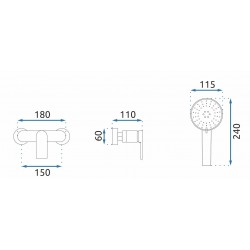 Bateria prysznicowa ze słuchawką REA Verso czarna