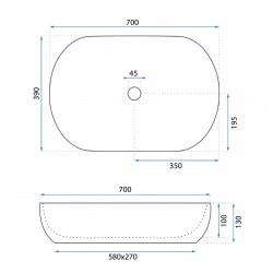 Umywalka nablatowa Rea Cleo 71 White