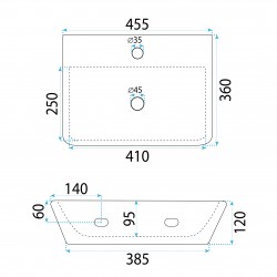 Umywalka nablatowa przyścienna Rea Altea Cloudy